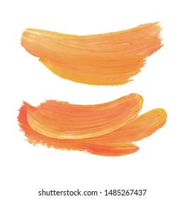Brush Stroke. Orange Acrylic Paint Stain. Stroke of the Paint Brush Isolated on White Background. Vector Illustration Space for Text.