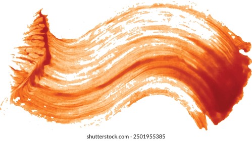Brush stroke of orange paint on isolated background