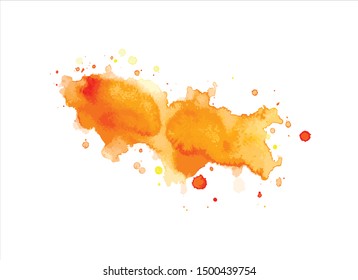 brush stroke orange watercolor vector illustration.