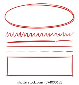 brush stroke oval rectangle highlighter, doodle line, underline