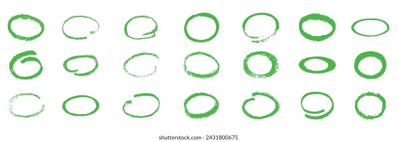 Brush stroke ovals highlight set. Hand draw vector stock illustration isolated on white background for textured underline text in presentation, design massage, frame. EPS10
