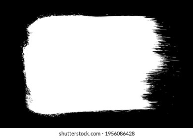 Weißer Pinselstrich einzeln auf Schwarz. Tintenfleck. Farbige Tröpfchen. Digitales Bild. Vektordesign-Elemente, Illustration, EPS10.