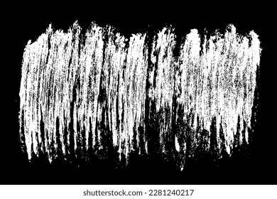 Brush stroke paint texture with grunge white on black background. Abstract vector illustration with ink dry rough distressed artistic creative design element and graphic isolated hand drawn sketch