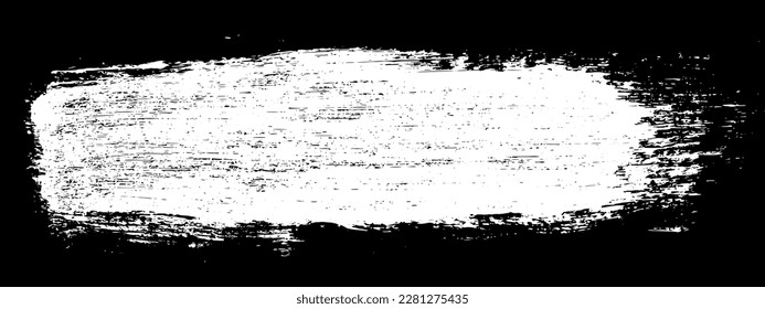 Brush stroke paint texture with grunge white on black background. Abstract vector illustration with ink dry rough distressed artistic creative design element and graphic isolated hand drawn sketch