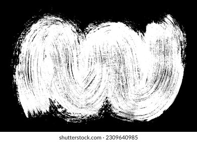 Brush stroke paint texture with grunge white on black background. Abstract vector illustration with ink dry rough distressed artistic creative design element and graphic isolated hand drawn sketch