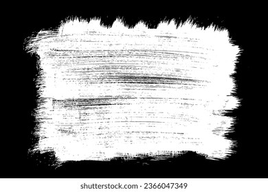 Brush stroke paint texture with grunge white on black background. Abstract vector illustration with ink dry rough distressed artistic creative design element and graphic isolated hand drawn sketch