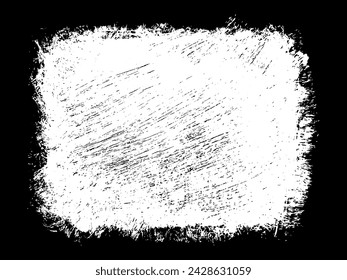 Textura de tiza sobre fondo negro. Trazo de pincel blanco. Fondo abstracto. Ilustración vectorial, eps 10.
