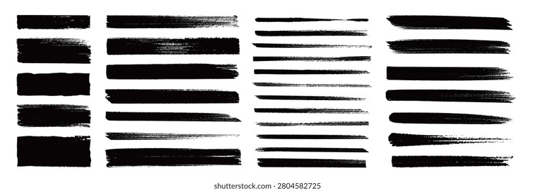 Brush stroke paint vector set. Hand drawn brush stroke paint brushstroke frame shape watercolor texture design. Marker ink banner label grunge scratch dry abstract background. Vector illustration