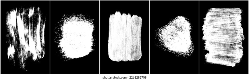 Conjunto de garabatos dibujados a mano en tiza sobre fondo negro. Textura blanca de Shabby. Elemento de mancha monocromo. Efecto Rusto. Imagen generada digitalmente. Ilustración vectorial, Eps 10.