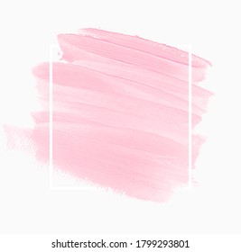 Brush stroke painted background over square frame vector. Perfect pink design for headline, logo and sale banner. 