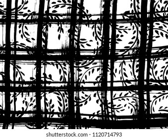 Brush stroke pattern. Vector. Grunge check.