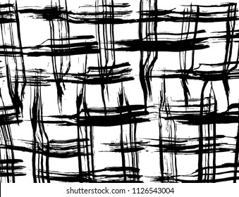 Brush stroke pattern. Vector. Grunge check.