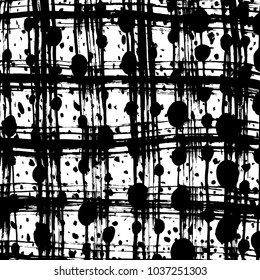 Brush stroke pattern. Watercolor. Grunge check.