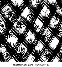 Brush stroke pattern. Watercolor. Grunge check.