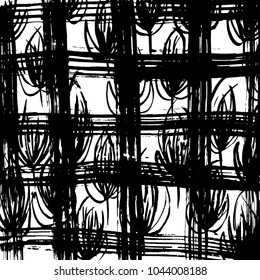 Brush stroke pattern. Watercolor. Grunge check.