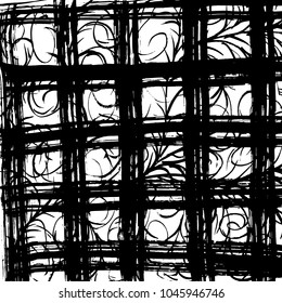 Brush stroke pattern. Watercolor. Grunge check.