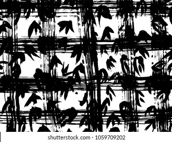 Brush stroke pattern. Watercolor. Grunge check.