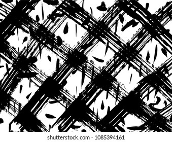 Brush stroke pattern. Watercolor. Grunge check.