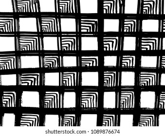 Brush stroke pattern. Watercolor. Grunge check.