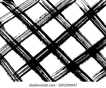 Brush stroke pattern. Watercolor. Grunge check.