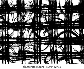 Brush stroke pattern. Watercolor. Grunge check.