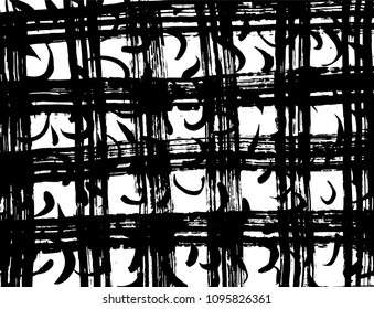 Brush stroke pattern. Watercolor. Grunge check.