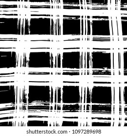 Brush stroke pattern. Watercolor. Grunge check.