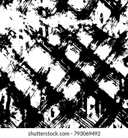 Brush stroke pattern. Watercolor. Grunge check.
