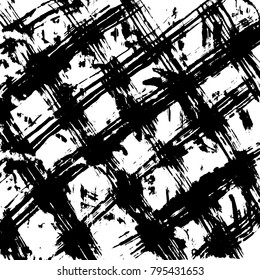 Brush stroke pattern. Watercolor. Grunge check.