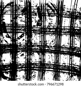 Brush stroke pattern. Watercolor. Grunge check.
