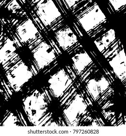 Brush stroke pattern. Watercolor. Grunge check.