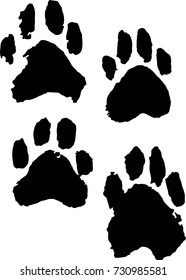 Brush Stroke Paw Print Vector Set