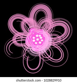brush stroke pink floral, abstract pink flower on black background ,vector illustration