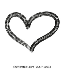 Brush stroke plump heart vector. Heart shape illustration. Hand drawn black isolated heart shape.