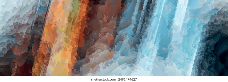 brush stroke rain vector style concept wall mural blended abstract layered shadow bright and pale rainbow color tone