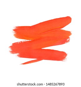Brush Stroke. Red Acrylic Paint Stain. Stroke of the Paint Brush Isolated on White Background. Vector Illustration Space for Text.