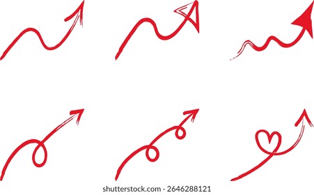 Jeu de flèches rouges Contour de la brosse Conception dynamique