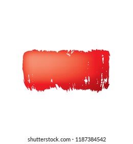 Brush stroke of red paint on white background.