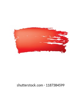 Brush stroke of red paint on white background.
