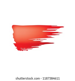 Brush stroke of red paint on white background.