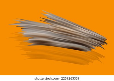 Brush stroke. Reflected wave effect. Splashes of watercolor, acrylic ink. Liquid, curved brushstroke. A sloppy smear of spilled dye. Splash of 
beige wave of paint. Vector illustration 3d.