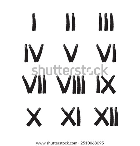 Brush Stroke Roman Numerals Icon Set Vector Design.