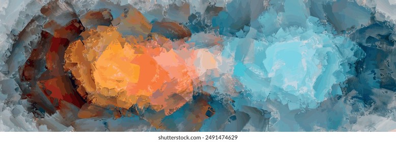 brush stroke round lump vector style concept wall mural blended abstract layered shadow bright and pale rainbow color tone