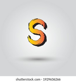 Brush Stroke S Letter Vector hand drawn paint with dry brush Logo Letter S Icon with Elegant Colorful Vector Design.
