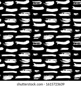 Brush stroke seamless pattern, hand drawn grunge textured background vector illustration.