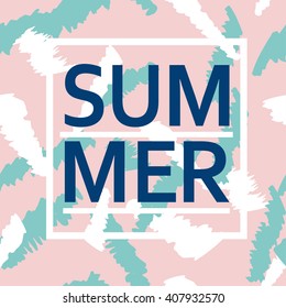 Brush stroke seamless pattern with word Summer. Summer, spring pink and blue poster for fabric, prints, cloth, paper and textile
