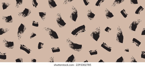 Brush stroke seamless vector pattern. Hand drawn black ink, paint smears surface print. Grunge concept design wallpaper. 