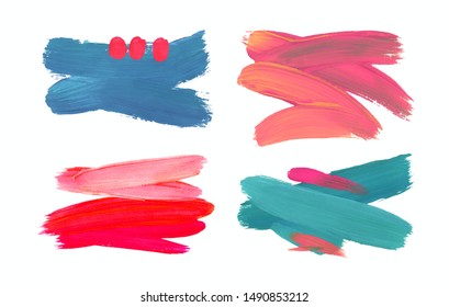 Brush Stroke Set. Acrylic Paint Stain. Stroke of the Paint Brush Isolated on White Background. Vector Illustration Space for Text.