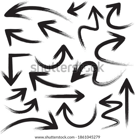 Brush stroke set of black arrows