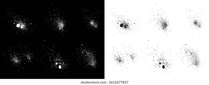 Brush stroke set of black and white grungy blood background design vector